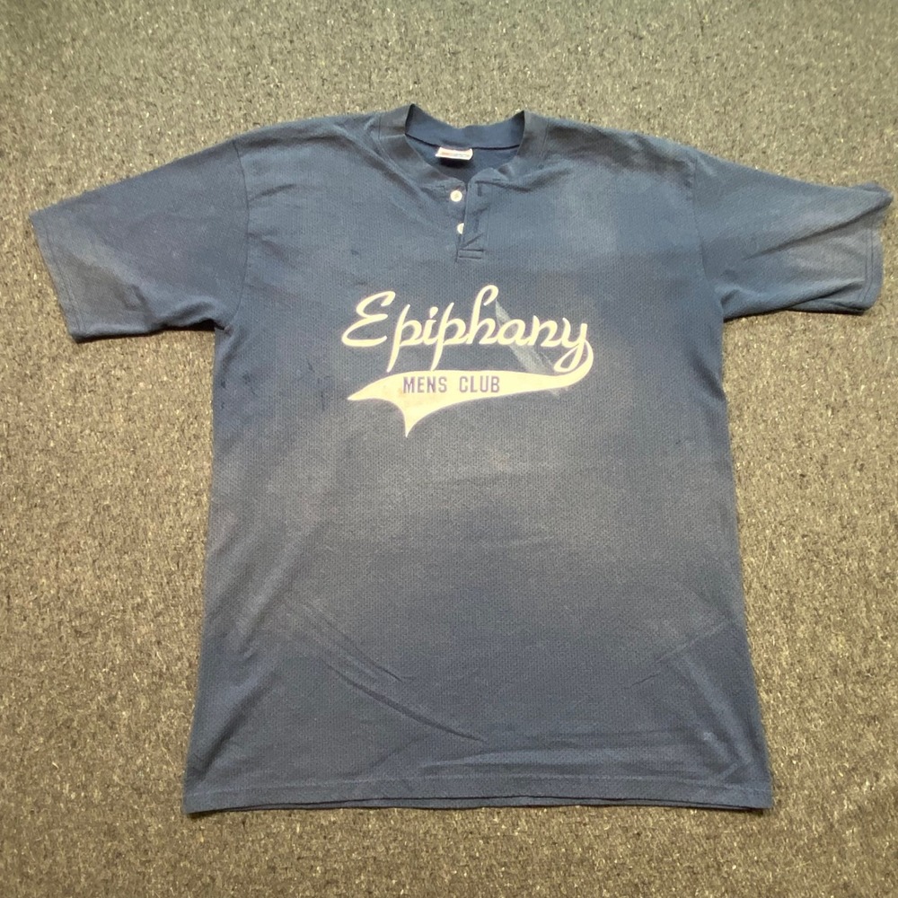 Eagle USA‎ Epiphany Mens Club TShirt Sz XL Mens Blue Skater Retro Henley Jersey